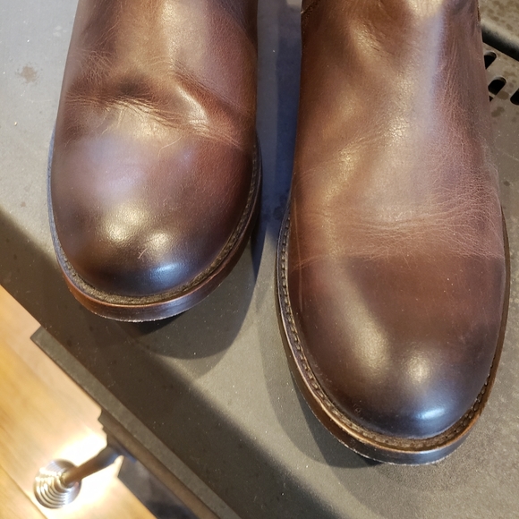 Frye Company Melissa Stud Back Zip Up in Cognac. - Picture 7 of 9